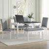 Farmhouse 6-Piece Dining Table Set with Storage Table, Kitchen Table Set with Drawer, Storable Bench and Upholstered Dining Chairs