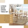 6-Piece Wood Dining Table Set with Storage Shelf and Curved Legs, Kitchen Table Set with Bench and 4 Removable Cushions Dining Chairs