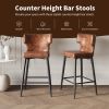 28inch Counter Height Bar Stools Set of 2, Modern Bar Upholstered Chairs with PU Leather, Metal Footrest and Frame for Kitchen Island, Bar Table