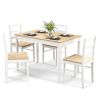 5-Piece Wooden Dining Set with Rectangular Table and 4 Chairs