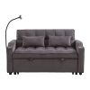 Modern Velvet Loveseat Futon Sofa Couch w/Pullout Bed,Small Love Seat Lounge Sofa with adjustable Reclining Backrest,Toss Pillows, Pockets