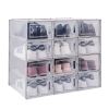 Set of 12 Stackable Clear Plastic Transparent Shoe Storage Box in Home