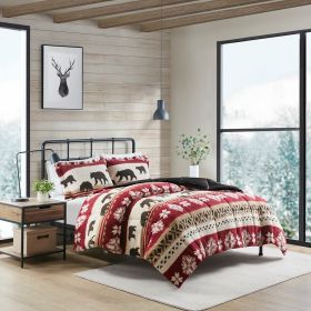 Print Sherpa Comforter Set (Color: as Pic)