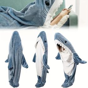 Shark Onesie Blanket For Adults, Shark Blanket Hoodie, Shark Blanket Super Soft Cozy Flannel, Boys Girls Cosplay Costume Sleeping Bag For Night (size: 170)