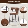 28inch Counter Height Bar Stools Set of 2, Modern Bar Upholstered Chairs with PU Leather, Metal Footrest and Frame for Kitchen Island, Bar Table