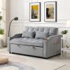 Modern Velvet Loveseat Futon Sofa Couch w/Pullout Bed,Small Love Seat Lounge Sofa with adjustable Reclining Backrest,Toss Pillows, Pockets