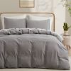 100% Washed Cotton Duvet Cover Set, Durable Fade-Resistant Natural Bedding Set (No Comforter)