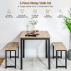 3 Pieces Dining Table Set with 2 Benches for Dining Room Kitchen Bar