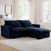 Sectional Sofa Comfy Corduroy Couch for Living Room with Pillows and Round Armrests