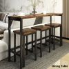 Counter Height Extra Long Dining Table Set with 3 Stools Pub Kitchen Set Side Table with Footrest