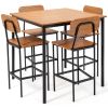 5 Pieces Industrial Dining Table Set with Counter Height Table and 4 Bar Stools