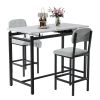 Kitchen Table Set, Dining Table and Chairs for 2, 3 Piece Dining Room Table Set with 2 Upholstered Chairs, Bar Dining Table Set for Small Spaces