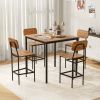 5 Pieces Industrial Dining Table Set with Counter Height Table and 4 Bar Stools