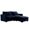 Sectional Sofa Comfy Corduroy Couch for Living Room with Pillows and Round Armrests