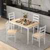 5-Piece Wooden Dining Set with Rectangular Table and 4 Chairs