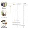 Metal Garment Rack Shoe Clothing Organizer Shelves Freestanding Multifunctional Clothes Wardrobe