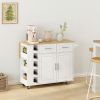 Multi-Functional Kitchen Island Cart with 2 Door Cabinet and Two Drawers,Spice Rack, Towel Holder, Wine Rack