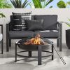 Round Iron Outdoor Wood Burning Fire Pit, Black