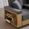 Convertible Sleeper Sofa Couch,Multifunctional Double Folding Sofa Bed,Storage Ottoman and Sofa arm with box and drawer