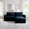 Sectional Sofa Comfy Corduroy Couch for Living Room with Pillows and Round Armrests