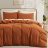 100% Washed Cotton Duvet Cover Set, Durable Fade-Resistant Natural Bedding Set (No Comforter)