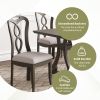 Retro 7-Piece Trestle Dining Table Set with Upholstered Dining Chairs, Smooth Dining Backs for Dining Room, Living Room, Kitchen