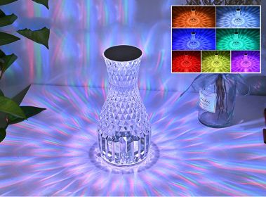 Vase Shape Atmosphere Crystal Lamp Romantic Bedside Diamond Table Lamp Home Christmas Decorations LED Lights (style: Charging 16colors, Electrical outlet: USB)