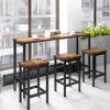 Counter Height Extra Long Dining Table Set with 3 Stools Pub Kitchen Set Side Table with Footrest