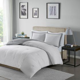 Reversible Yarn Dyed Stripe Down Alternative Comforter Set (Color: as Pic)