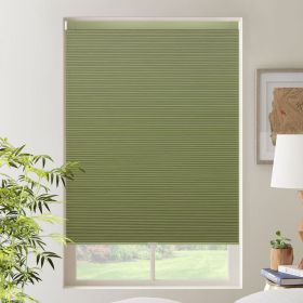 WELLSOURCE Cordless Cellular Shades without Drilling Honeycomb Blinds Blackout for Windows Bed Room, Office Easy to Install Custom Size (Color: green, size: Custom Size)